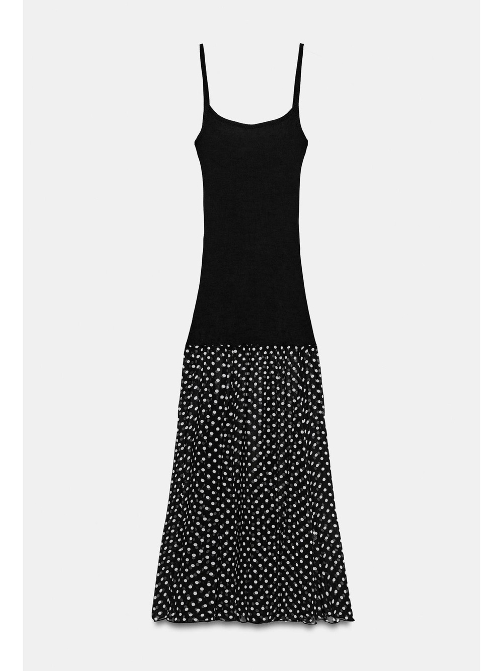 Zara Black Polka Dot Spaghetti Strap Maxi Dress
